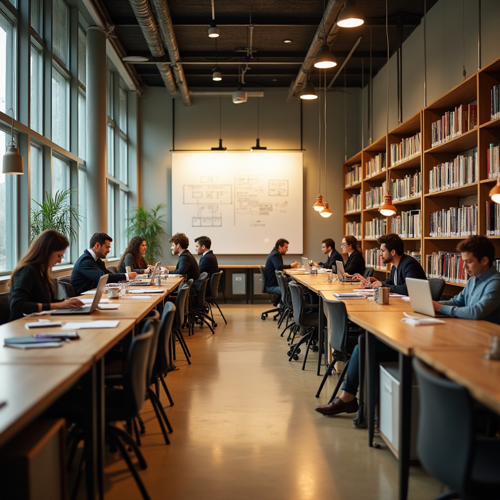 Modern workspace designed to encourage creative thinking and collaboration
