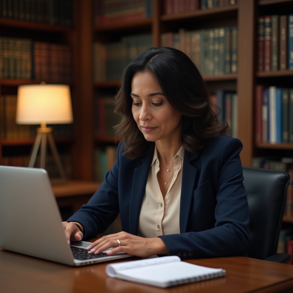 Team leader reviewing innovation project status on a laptop